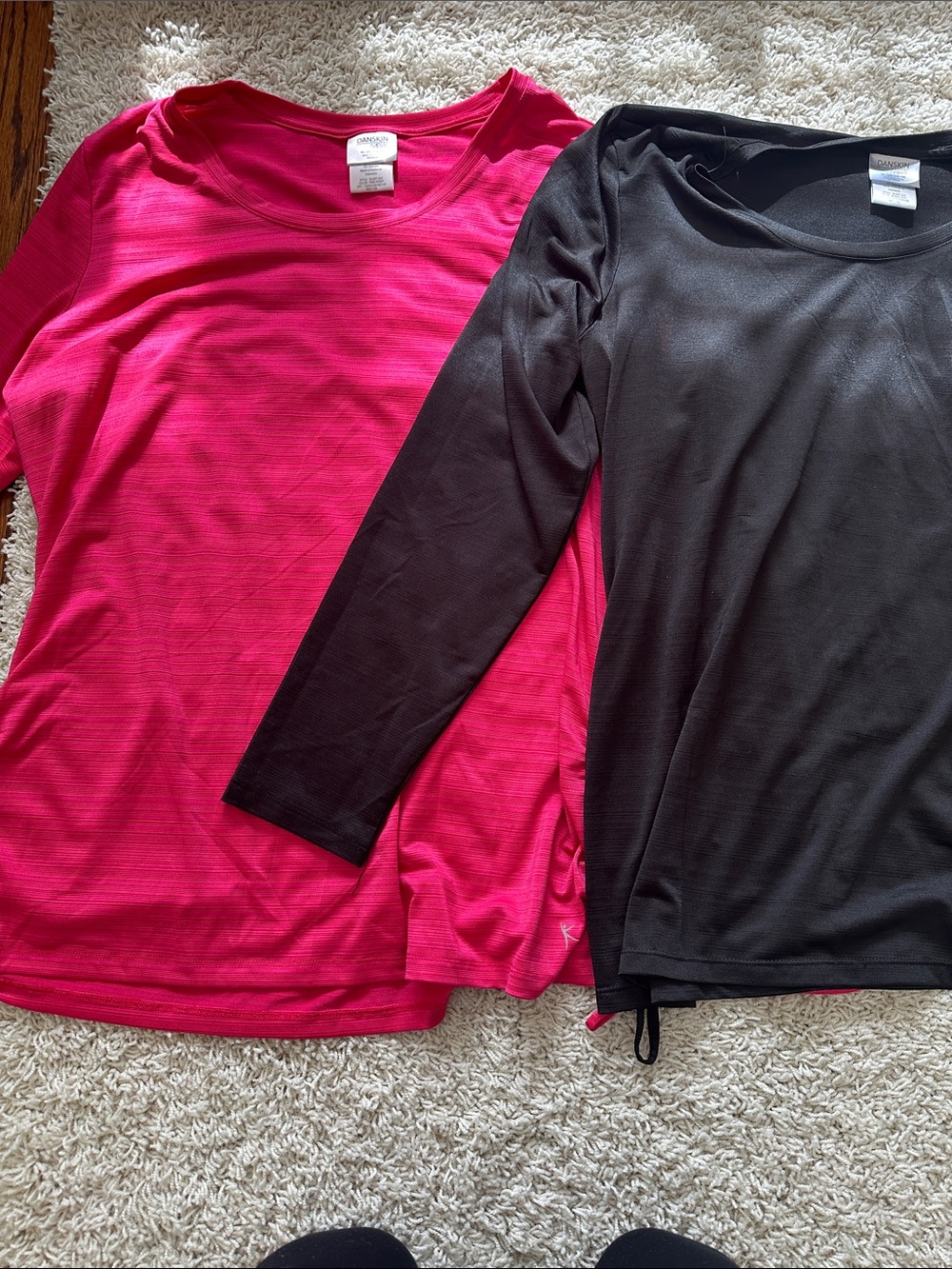 Danskin Women’s Long Sleeve Scoop Neck Tops - Pink & Black